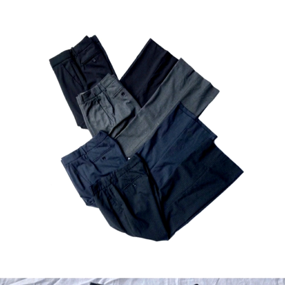Lot of 4 THEORY Emery Stretch Wool Mid Rise Wide Leg Trousers Dress Pants